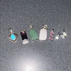 Assorted Stone and Silver toned Pendants
